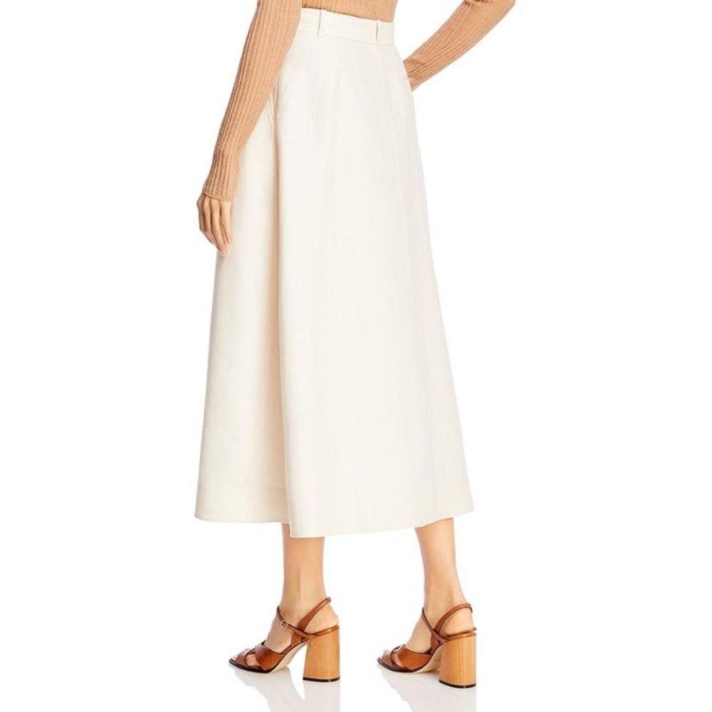 Lafayette 148 New York Rosabella Ivory Linen Pleated Flare Skirt With Pockets - Picture 2 of 11